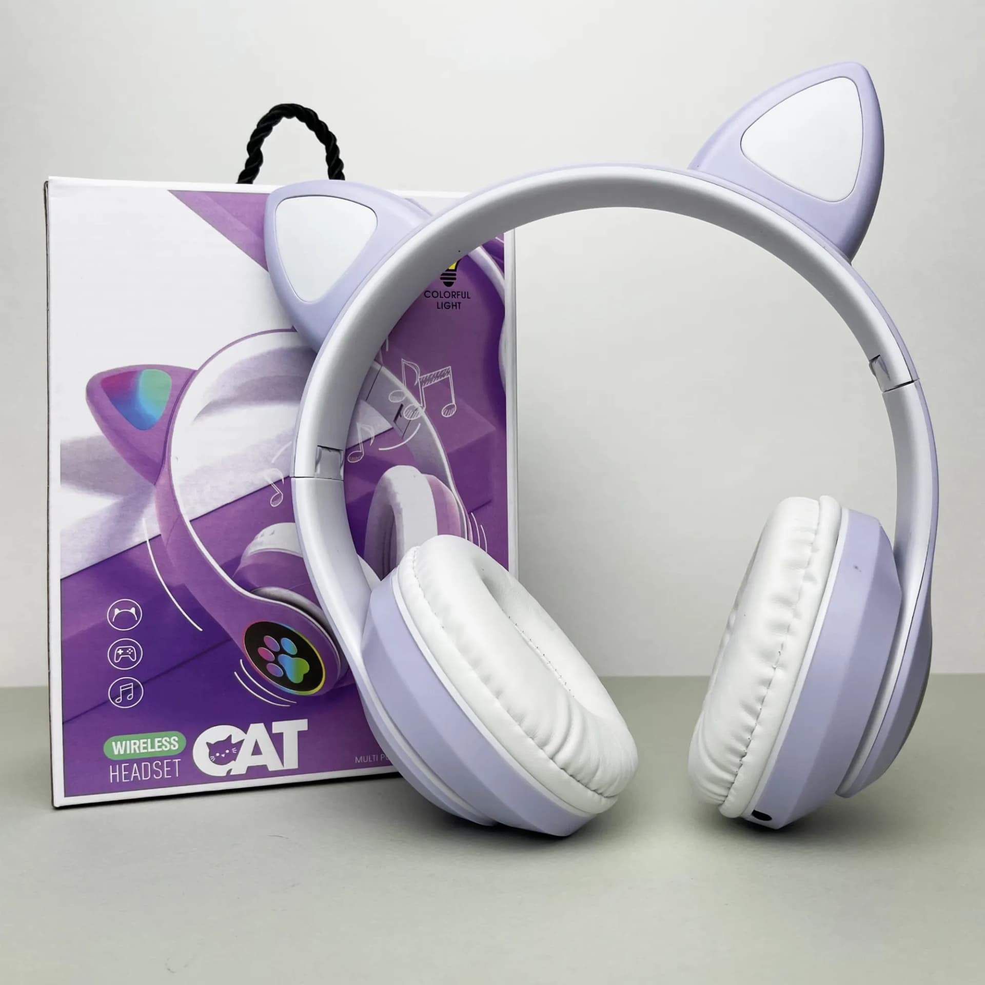 Бездротові навушники Cat Ear RGB STN-28 (Бузковий) - зображення 1