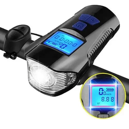Велоліхтар із сигналом та комп'ютером XA-585-T6 2LED з акумулятором + кнопка керування