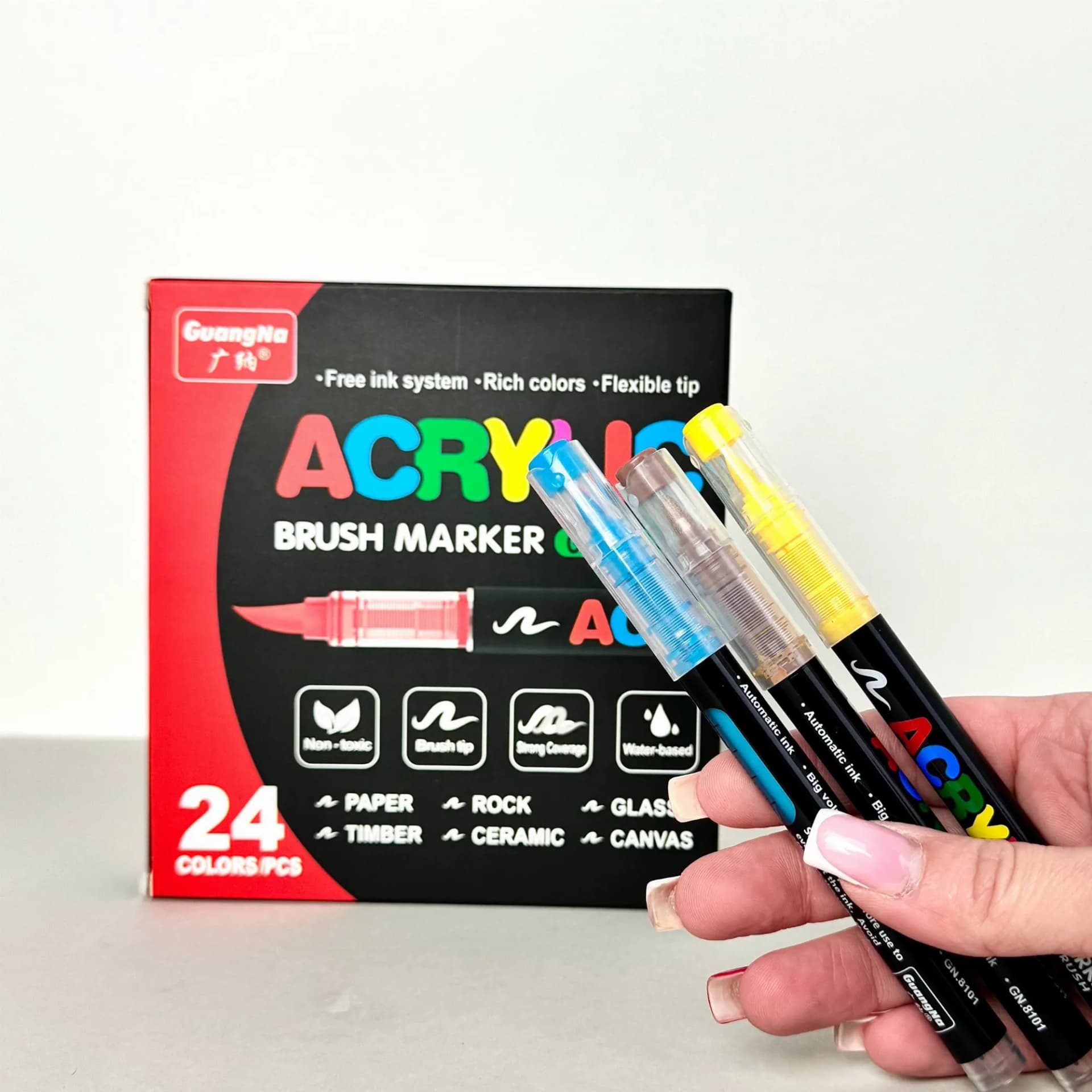 Акрилові маркери GuangNa Brush GN-8101 з м’яким пензликом 24 шт. - зображення 1