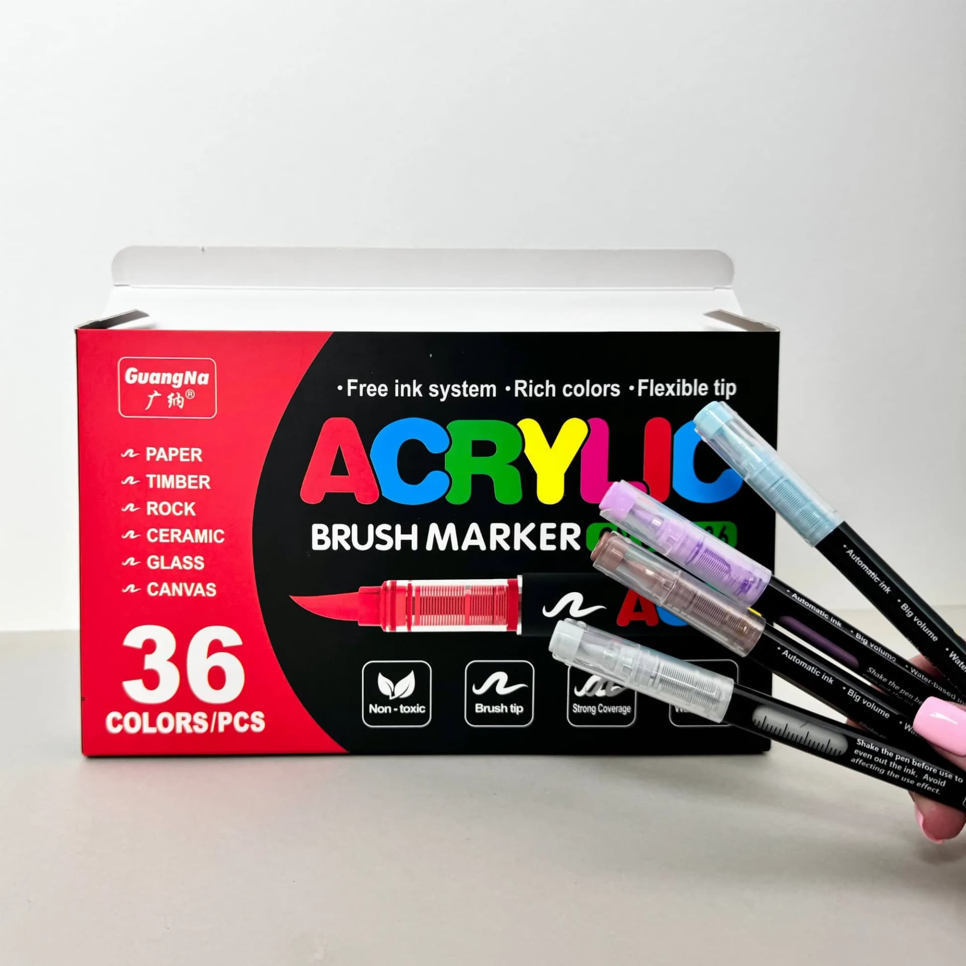 Акрилові маркери GuangNa Brush GN-8101 з м’яким пензликом 36 шт. - зображення 1