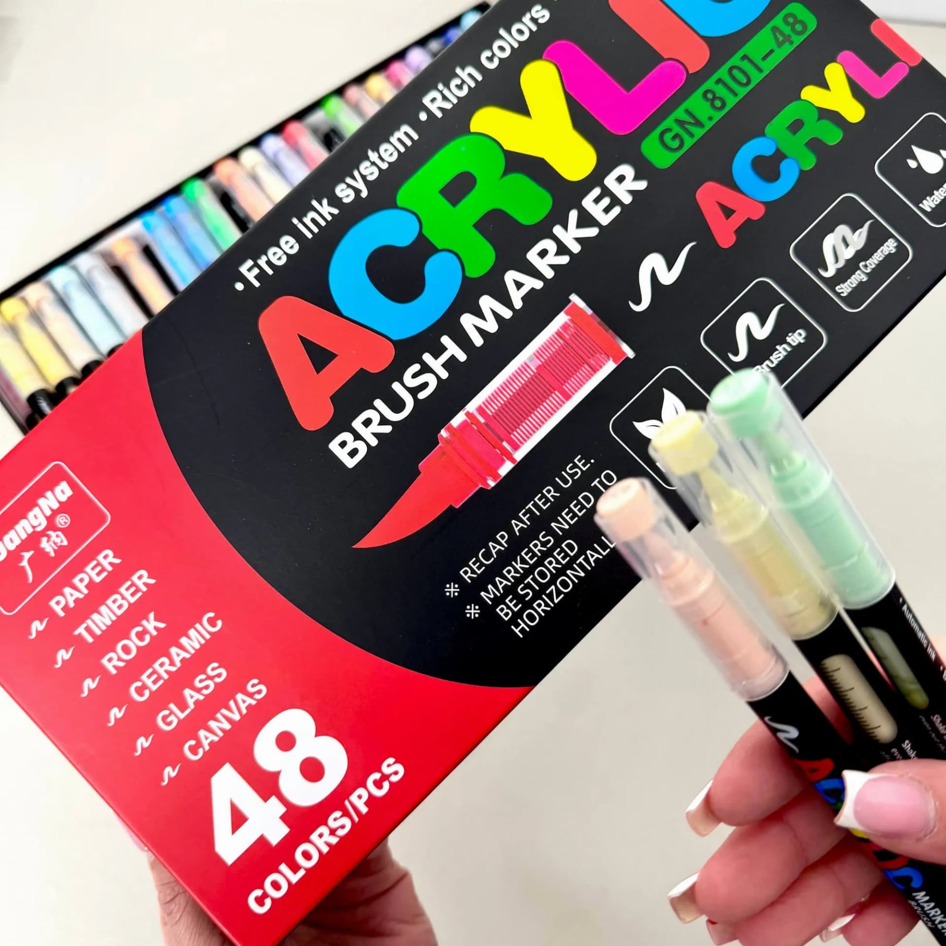 Акрилові маркери GuangNa Brush GN-8101 з м’яким пензликом 48 шт. - зображення 1
