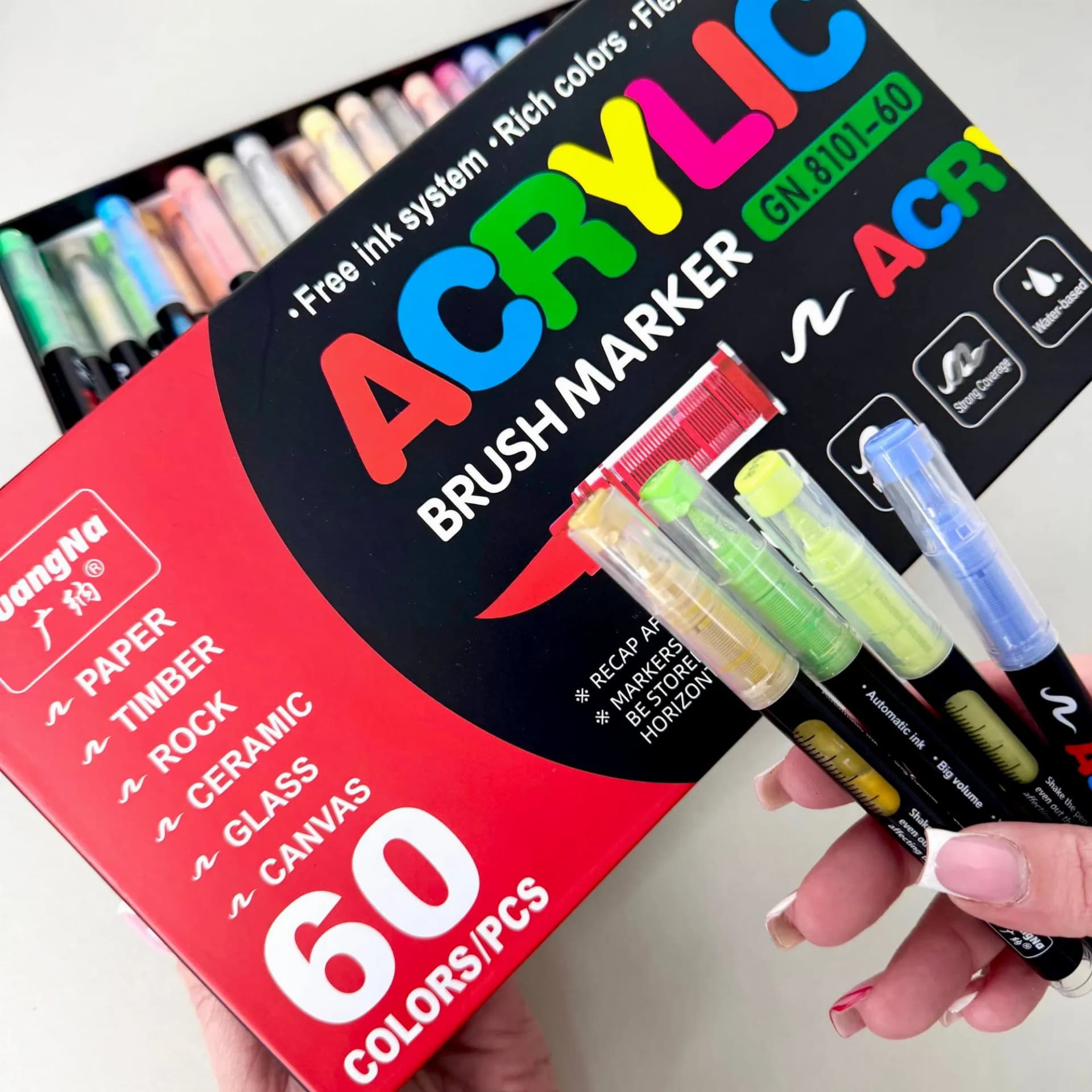 Акрилові маркери GuangNa Brush GN-8101 з м’яким пензликом 60 шт. - зображення 1