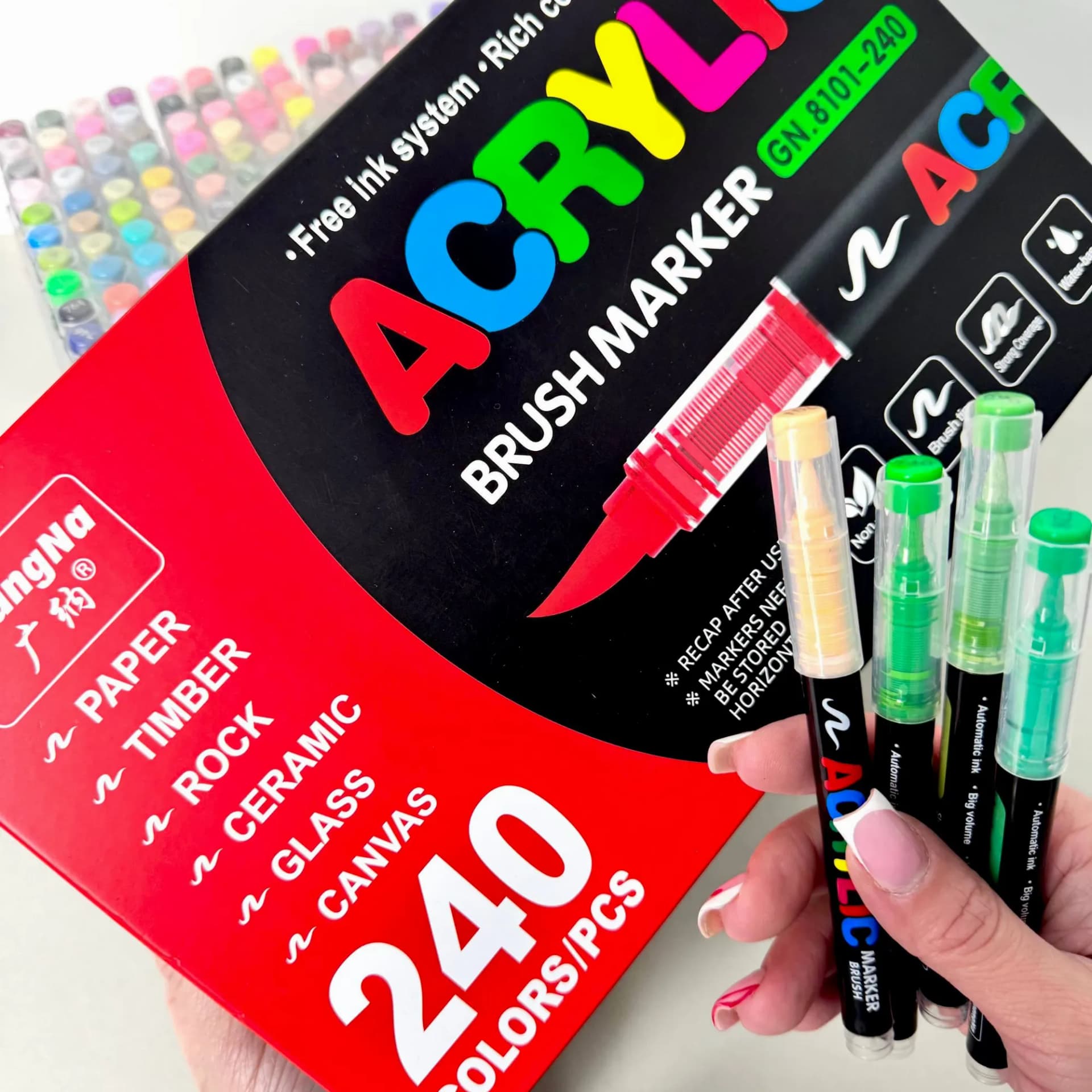 Акрилові маркери GuangNa Brush GN-8101 з м’яким пензликом 240 шт. - зображення 1