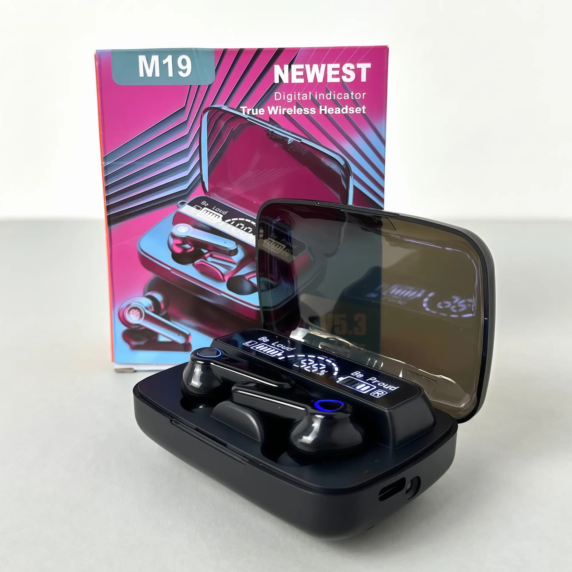 Бездротові навушники M19 series, Digital Indicator, Smart Case (Чорний) - зображення 1