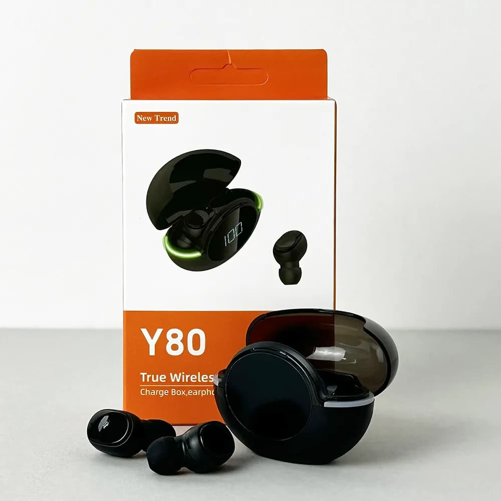Бездротові навушники Y80 series, EarBuds, Smart Case (Чорні) - зображення 1