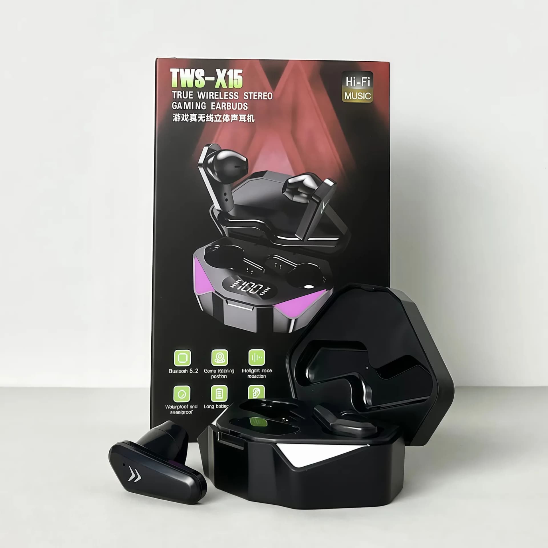 Бездротові навушники X15 series, Gaming EarBuds , Smart Case (Чорний) - зображення 1
