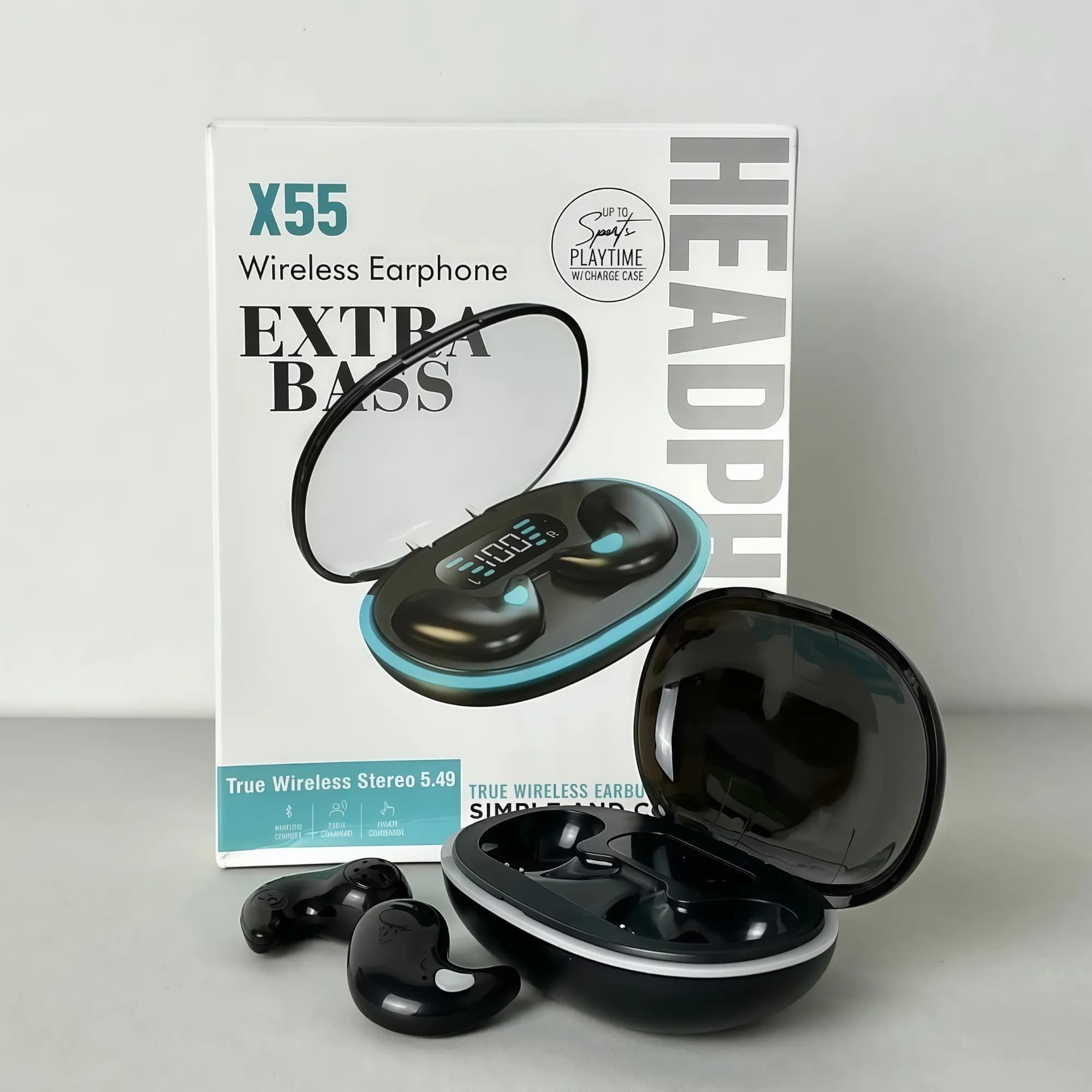 Бездротові навушники X55 series, Extra Bass, Smart Case (Чорний)