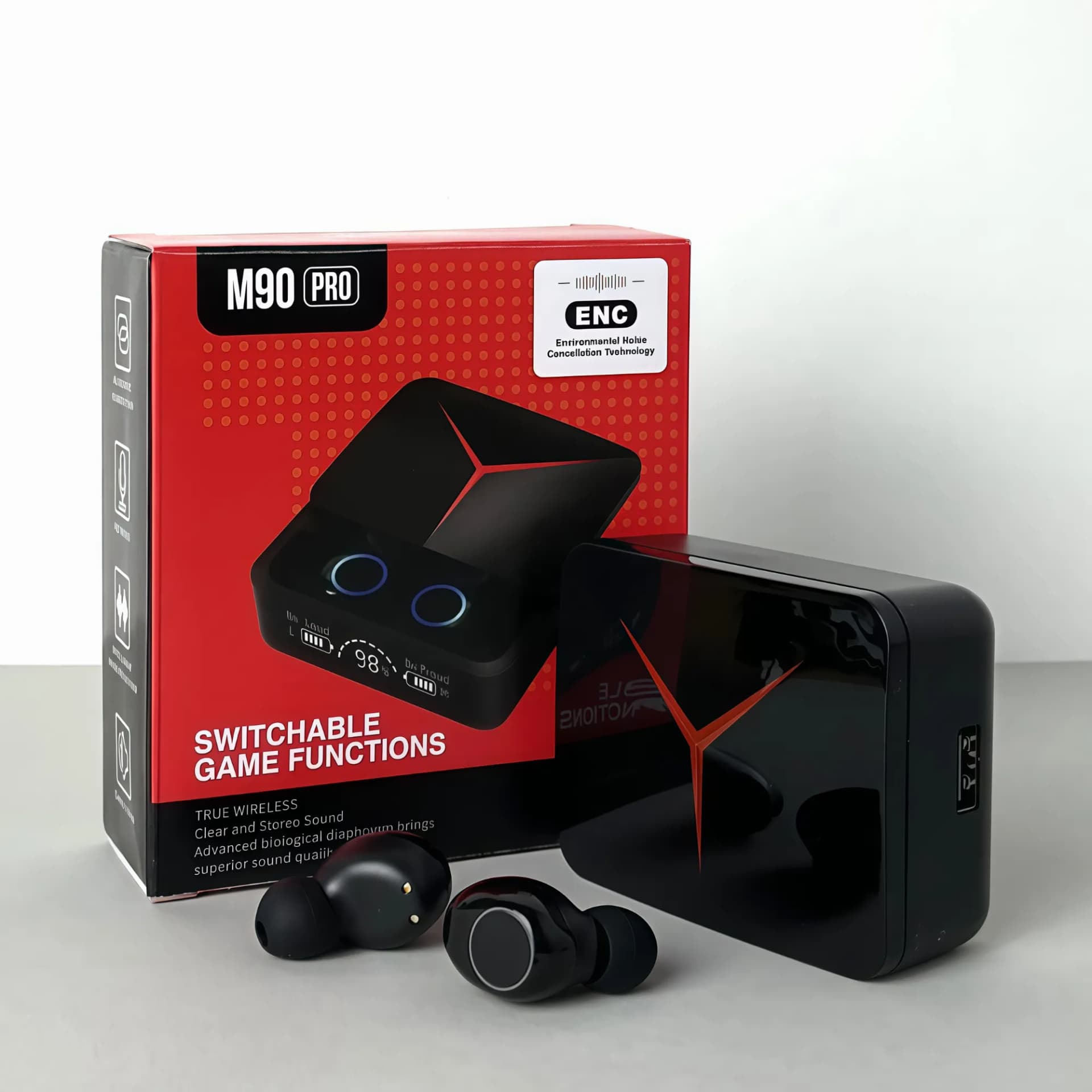 Бездротові навушники M90 Pro series, Gaming EarBuds, Smart Case (Чорний) - зображення 1