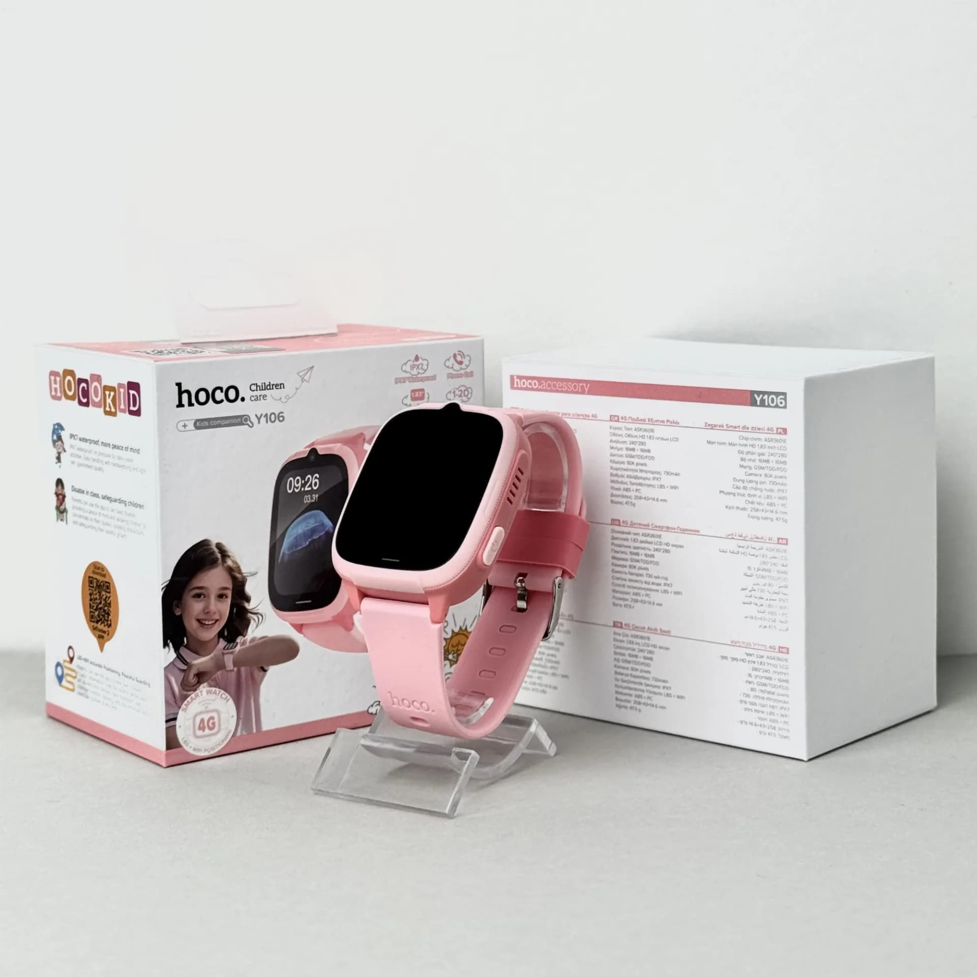 Дитячий годинник Smart Hoco Y106 4G (Рожевий) - зображення 1