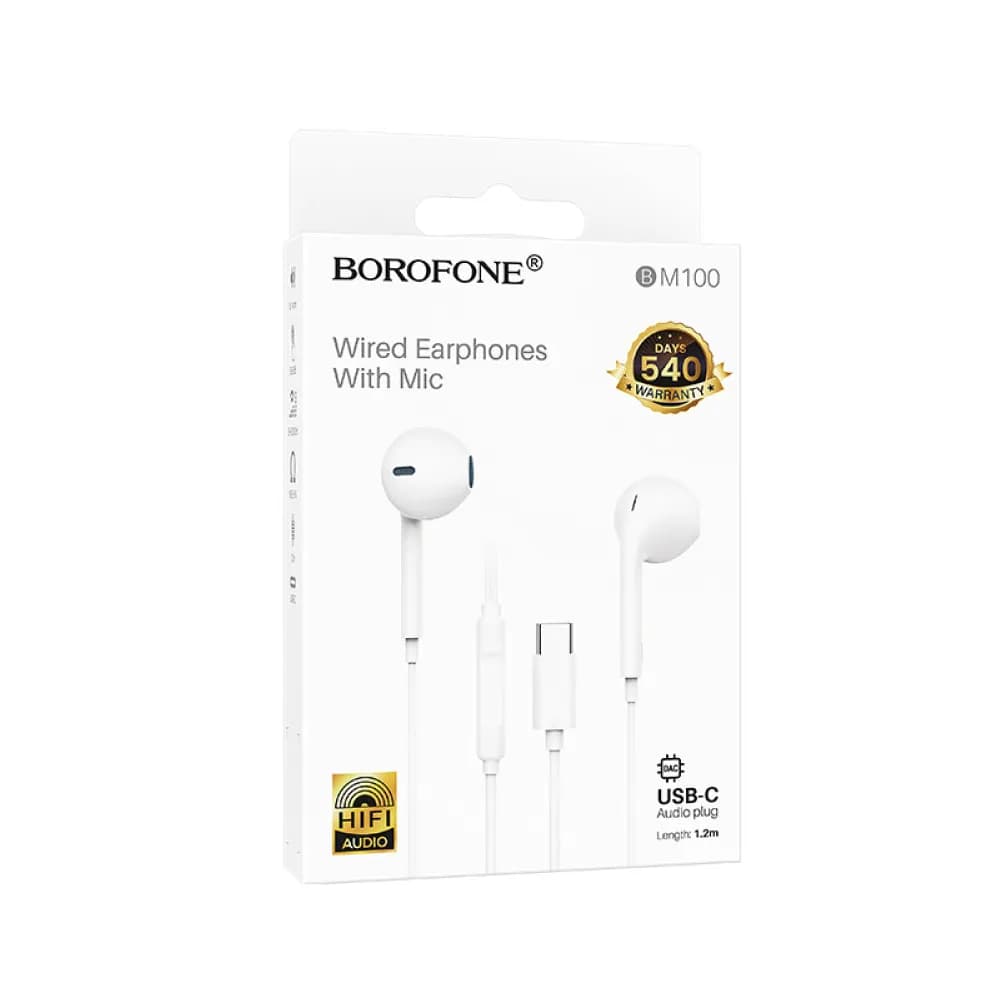 Дротові навушники Borofone BM100 Type-C (Білий) - зображення 1
