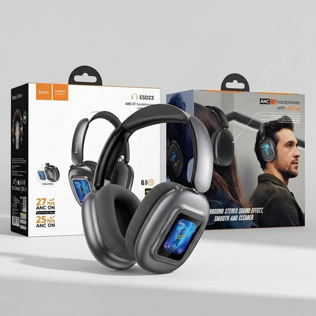 Бездротові навушники Hoco Pro Max ESD23 з дисплеєм ANC (Чорний) - зображення 1