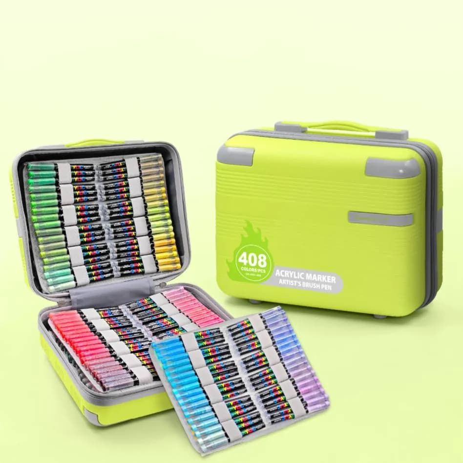 Акрилові маркери GuangNa Brush GN-8101 з м’яким пензликом 408 шт. - зображення 1