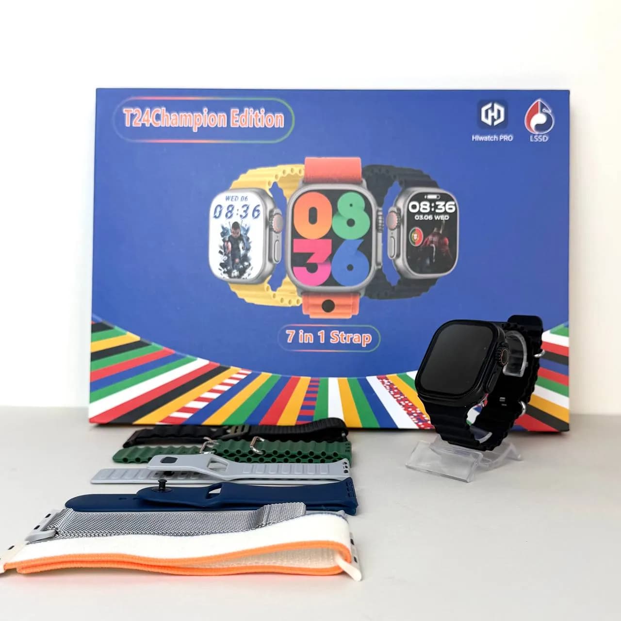 Розумний годинник Smart Ultra T24 + 7 ремінців (Чорний) - зображення 1